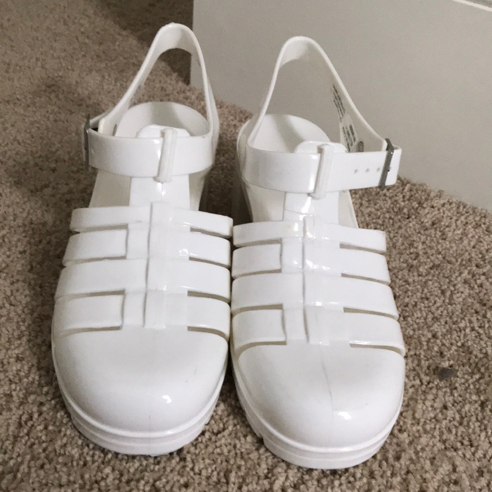 White Jelly Shoes with 2.5 inch heel